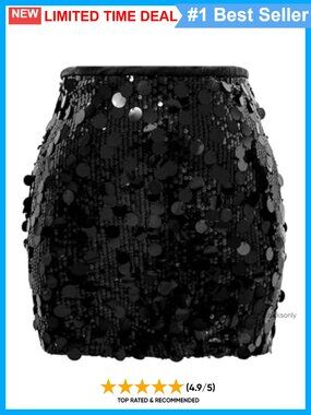 Sequin Mini Skirt A-Line Stretchy Bodycon Night Out Party Skirt